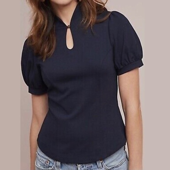 Anthropologie Ett:twa Blue Puff Sleeve Gresham Top - Picture 1 of 7